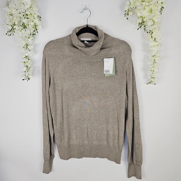 New H&M Slim Fit Knit Turtleneck Sweater Beige Fall Minimalist Comfort Casual XL - Picture 2 of 10
